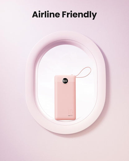 Power Bank, Slim 10000Mah Portable Charger with 4 Built in Cables