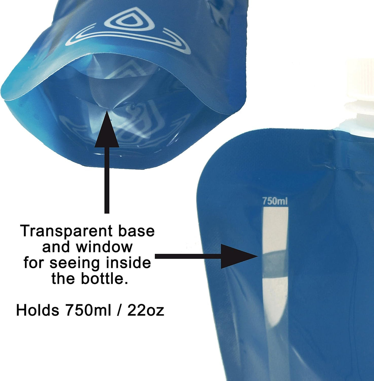 Collapsible Water Bottle - Foldable Water Bottle - 750Ml Blue