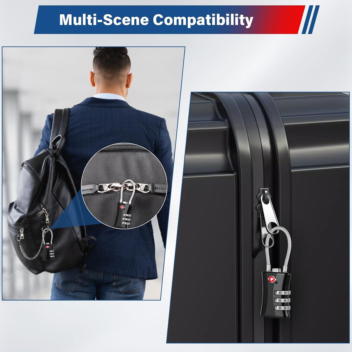TSA Luggage Lock 2 Pack, 3 Digit Combination, Black