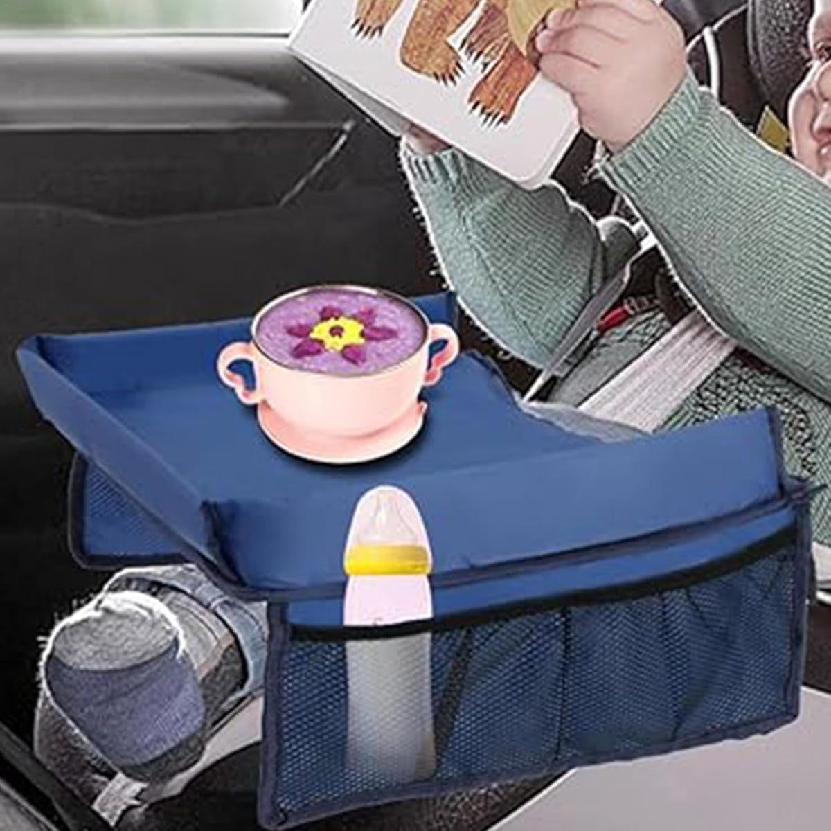 Folding Kids Lap Desk - Car Seat Travel Tray for Road Trip Activities