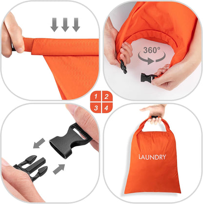 2 Pack Travel Laundry Bag, Nylon Washing Bags for Laundry, Camping