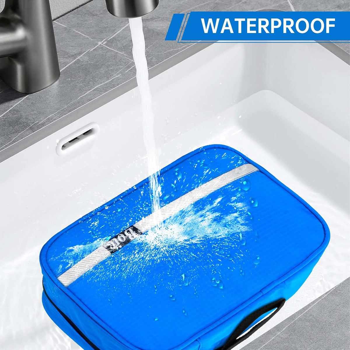 Hanging Toiletry Bag, Foldable Travel Wash Bag with Hanging Hook, Blue