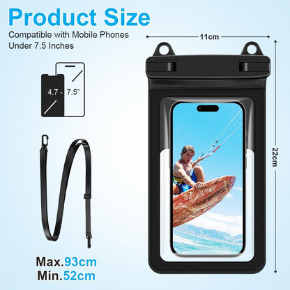 Waterproof Phone Pouch, 2 Pack Large Phone Waterproof Phone Case