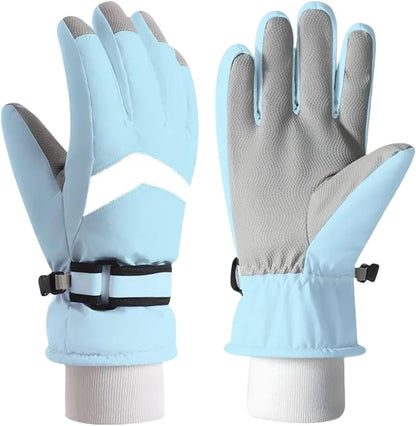 Kids Fleece Lined Warm Ski Gloves Winter Thermal Waterproof anti Slip Gloves for Age 4-12 Children for Snow Snowboarding Sledding Cycling