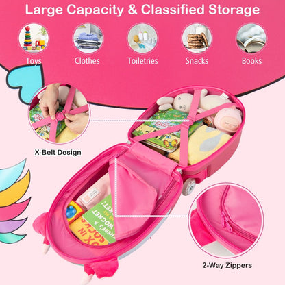 Kids Luggage with Light-Up Wheels and Telescopic Handle