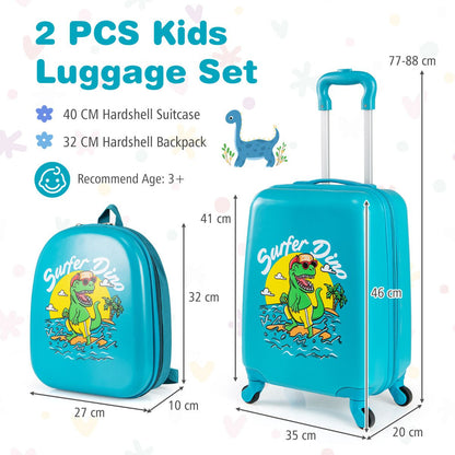 2 Pieces Kid Luggage Set with 4 Spinner Wheels and Telescopic Handle