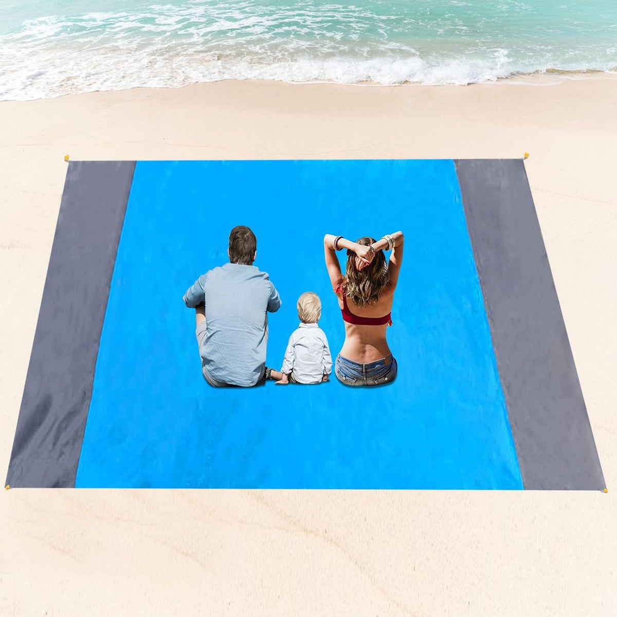 Beach Blanket Beach Mat, 280X300Cm Picnic Blanket Extra Large, Sandless Waterproof Beach Mats with 4 Stakes for 7-10 Adults,Sand Free Beach Accessories,Camping,Outdoor Essentials