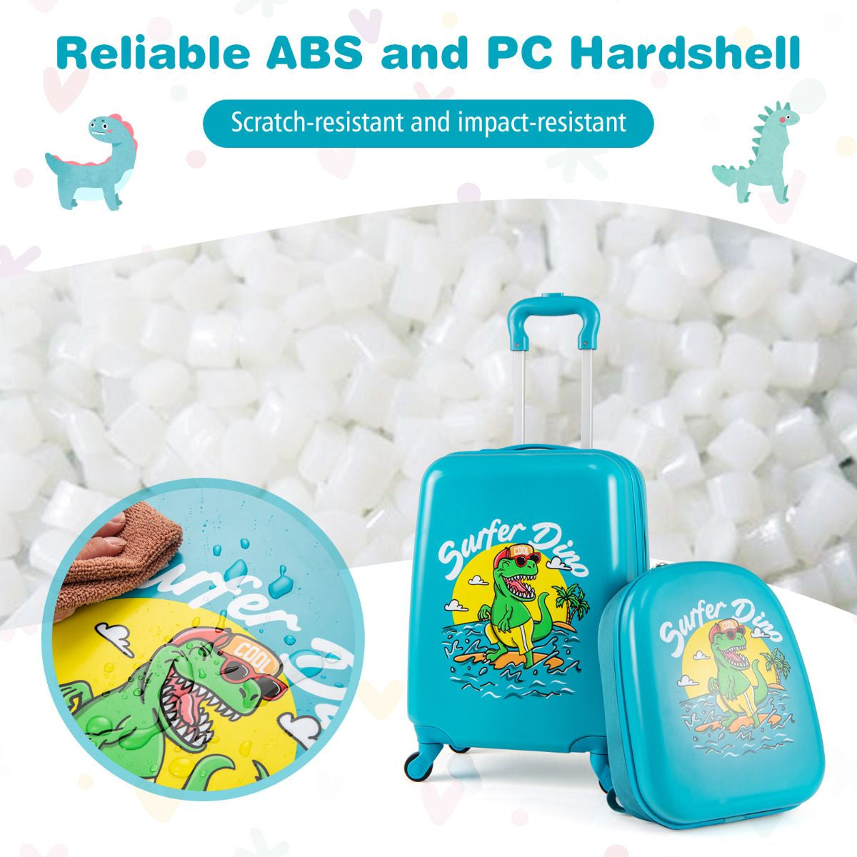 2 Pieces Kid Luggage Set with 4 Spinner Wheels and Telescopic Handle