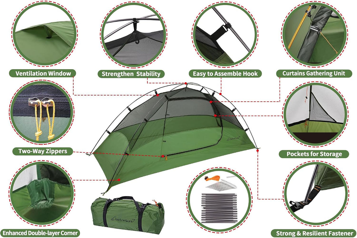 Waterproof 1/2/3/4 Man Tent, Lightweight Camping Tent