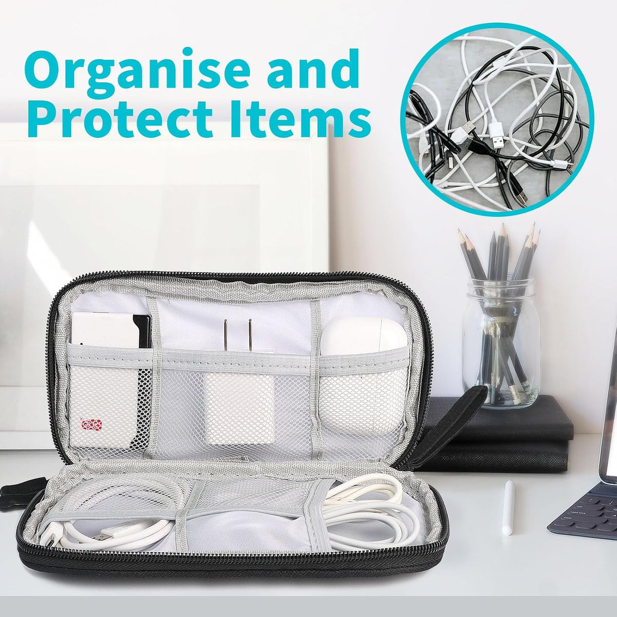 Electronics Accessories Organiser Bag Travel Cable Organiser Bag Black