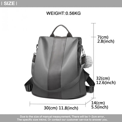 Miss Lulu Two Way Backpack Shoulder Bag with Pom Pom Pendant